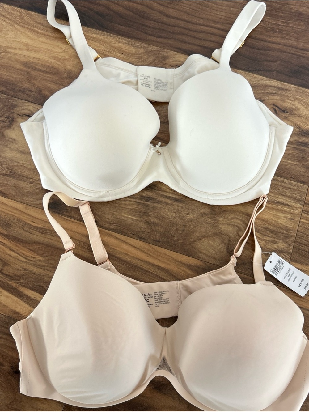 Soma Bodify & Embraceable Bras 42C Pale Sand & Cream T Shirt Underwire